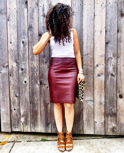 leather skirt outfit night out