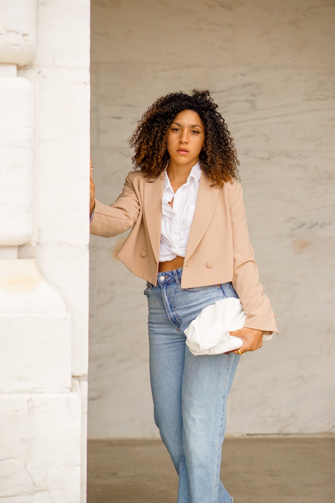 cropped blazer and trousers