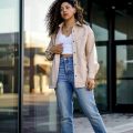 shacket outfit women, chic spring outfit ideas for women, latest fashion trends for women what to wear: shacket, black fashion bloggers inspiration, H&M faux leather shacket