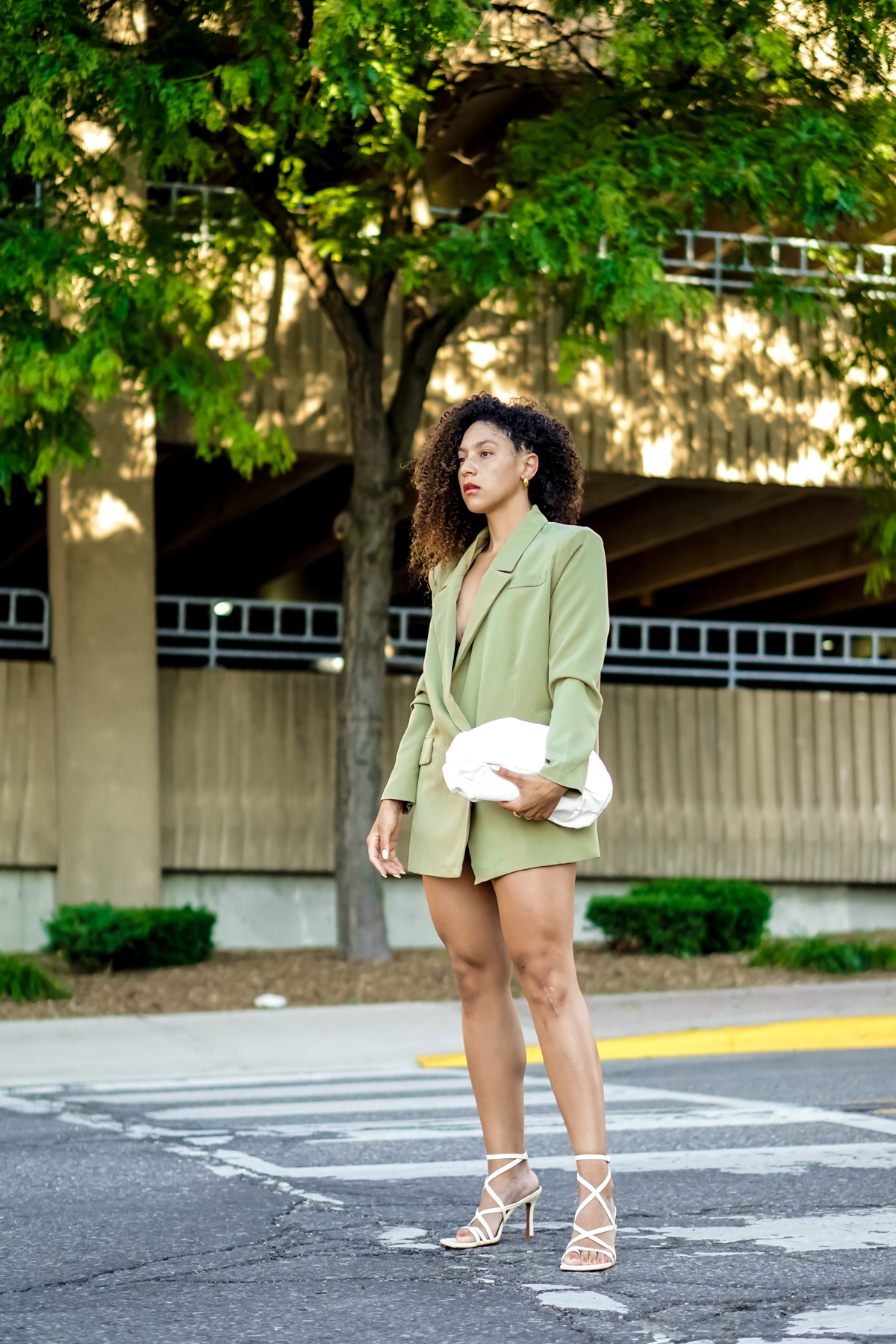 green blazer outfit womens