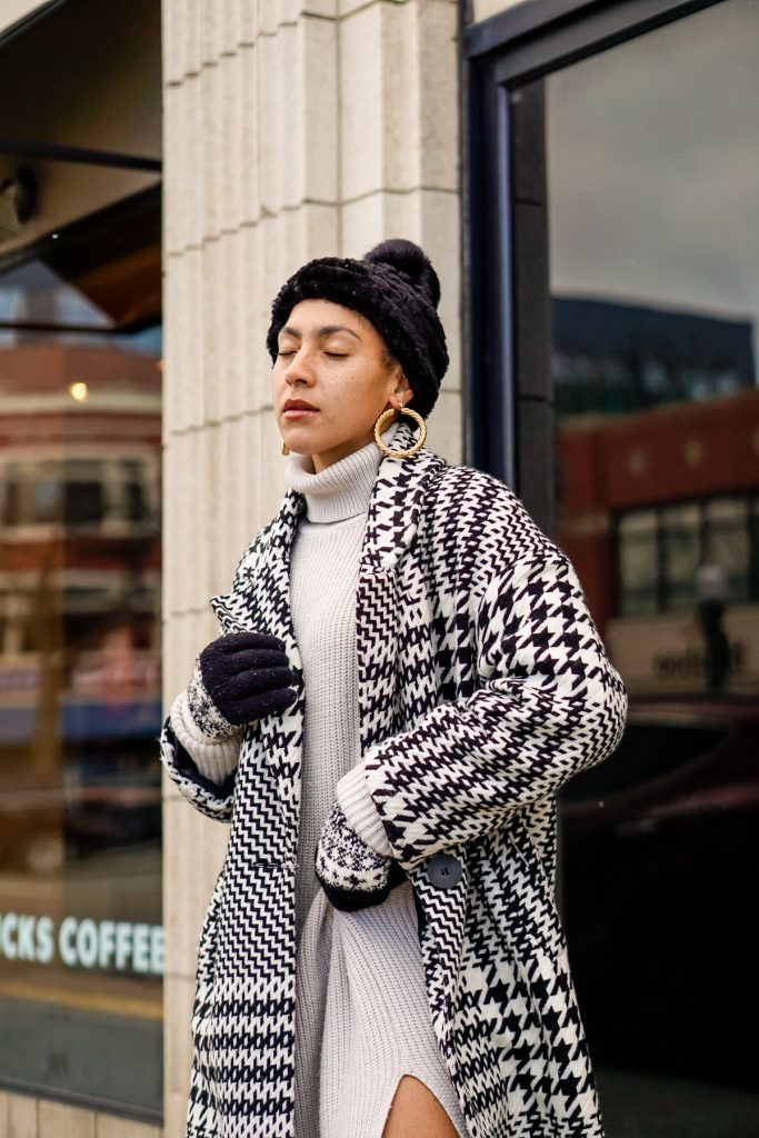 houndstooth coat outfit, black fashion blogger, houndstooth coat outfit street style, winter fashion black girl, spring fashion, ways to wear