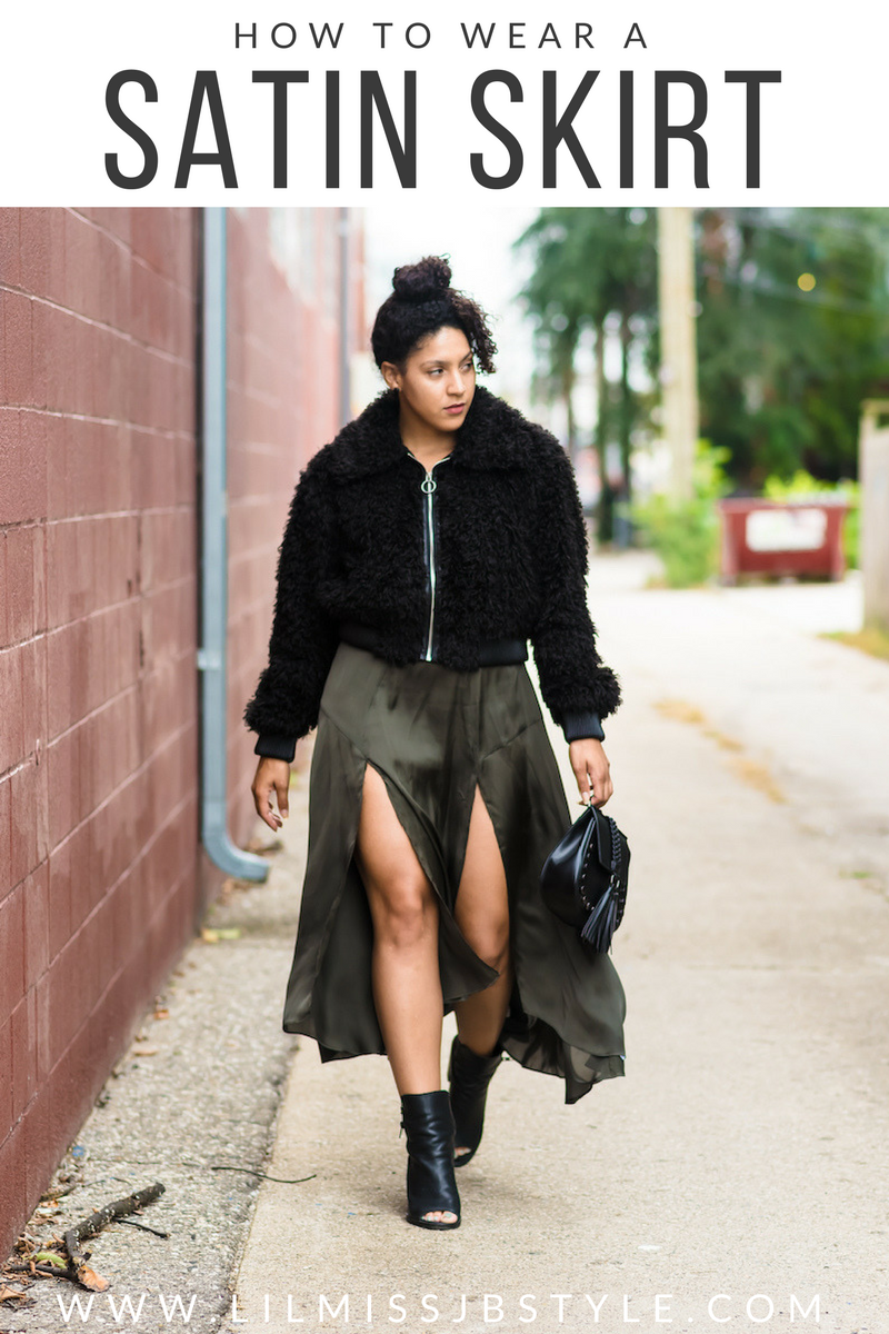 the chic way to wear a satin skirt with slits