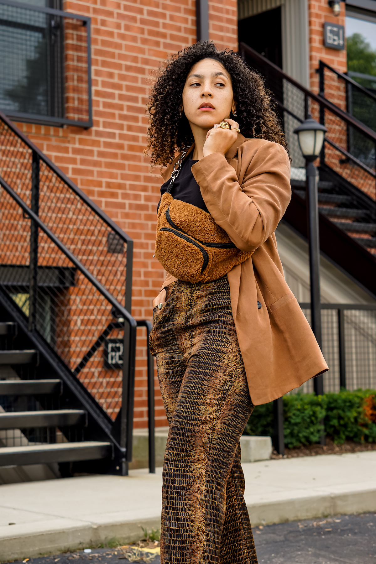 snake print flared trousers