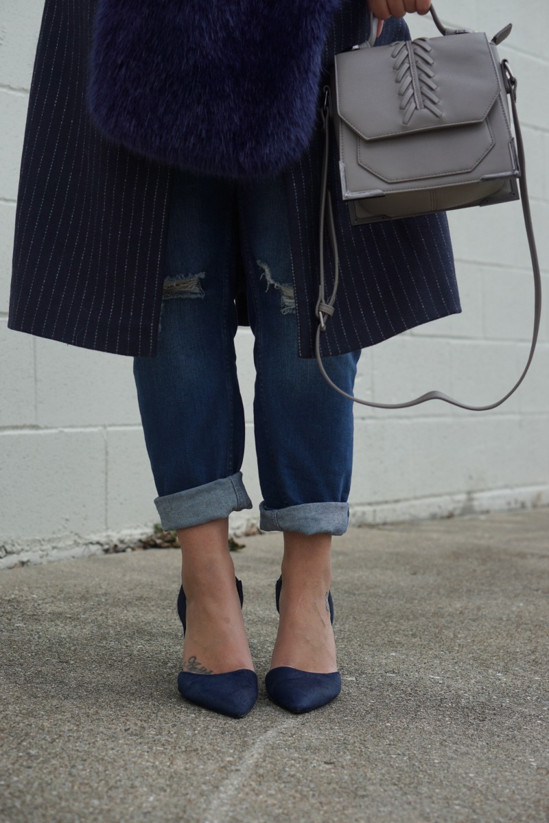 Navy Calf Hair Heels by Detroit Fashion Blogger
