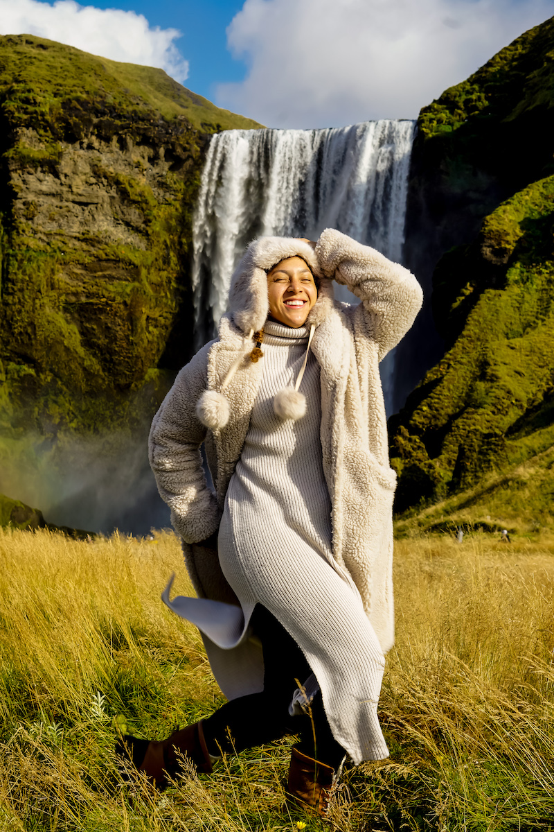 southern iceland things to do, southern iceland travel, fashion blogger tips articles, what to wear iceland september, southern iceland where to stay, iceland fashion, Skógafoss