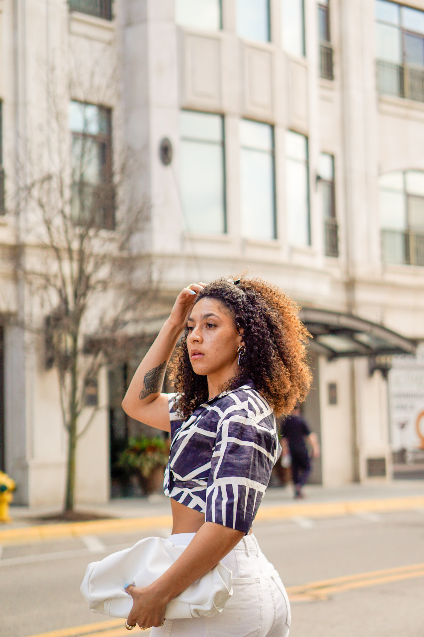 wrap front crop top outfit ideas, black lifestyle blogger, crop top outfit street style, spring outfit black girl, spring fashion, wrap top outfits black girl